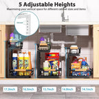 Liuoud Under Sink Organizer 2 Pack, 2 Tier Slide Out Large Capacity Height - Image 3