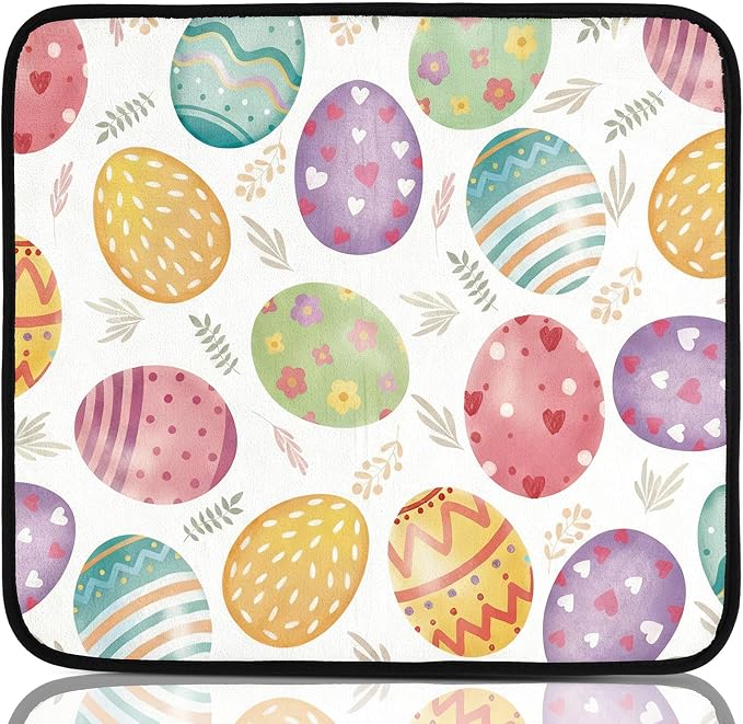 Breling Easter Dish Drying Mat for Kitchen 16 x 18 Inch Pastel Eggs Microfiber by Breling