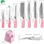 FULLHI 14pcs Block Knife Set, Chef's Knife Steak Knives Set - Image 2
