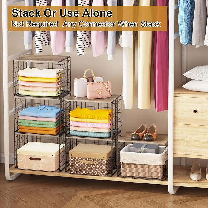 6 Pack Closet Organizers And Storage, Stackable Closet Shelf Organizer Storage - Image 9