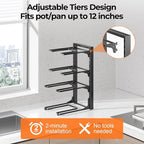 MUDEELA Pots and Pans Organizer under Cabinet 15.75" Tall, 4-Tier Heavy Duty - Image 4