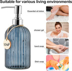 MOCLIF 16 OZ Soap Dispenser，Tempered Glass Clear Vertical Stripe - Image 4