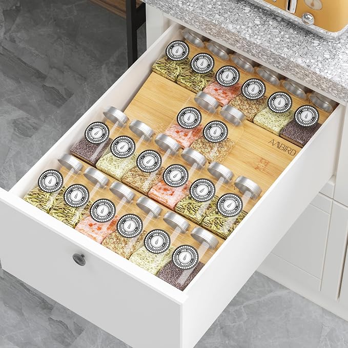 AMBIRD Bamboo Spice Drawer Organizer by AMBIRD