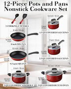 Cook N Home Pots and Pans Nonstick Cookware Set 12-Piece, Kitchen Cooking Set - Image 2