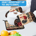 Rustic Rooster Oven Mitts and Pot Holders Sets Heat Resistant 4Pcs Potholders - Image 5