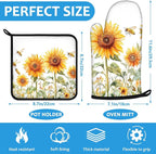 Watercolor Sunflower Oven Mitts and Pot Holders Sets Heat Resistant 4Pcs Busy - Image 2