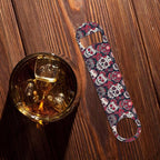 Skull and Flowers Stainless Steel Bottle Opener Day of The Dead Skull Red Peony - Image 7