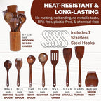 9 Piece Premium Teak Wooden Cooking Utensils Set- Spoons and Spatulas - Image 3