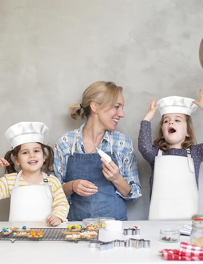Kids Apron and Chef Hat Set, 30 Pieces Boys Girls Kids Apron - Image 8