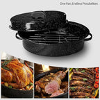 Oval Roasting Pan with Lid and Rack 18" Large Roaster Pan Set Comes With Lron - Image 6