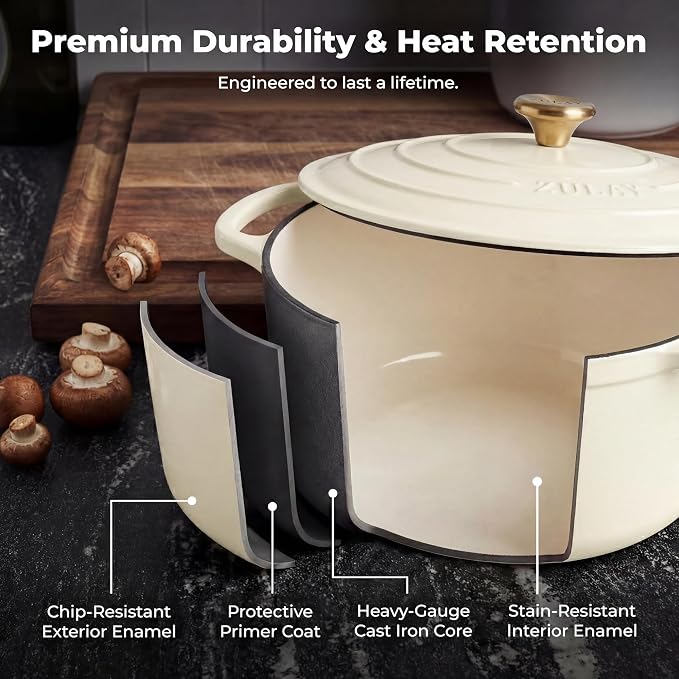 Zulay Kitchen 7.7 Quart Enameled Cast Iron Dutch Oven Pot - Image 5