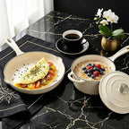 QuliMetal Enameled Cast Iron Cookware Set, 4-Piece Pots and Pans Set - Image 5