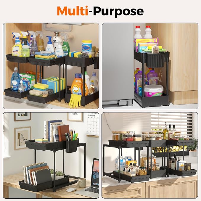 Sevenblue 3 Pack Under Sink Organizer, 2 Tier Slide Out Bathroom Cabinet - Image 6