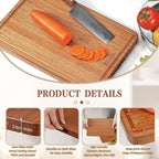 Solid Teak Wood Cutting Board One Piece Non Glued Thick Crack Resistant Wooden - Image 3