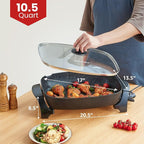 Elite Gourmet EG-6203# Extra Deep 16"x13" Non-Stick Electric Skillet - Image 5