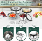 P&P CHEF Mixing Bowls with Lids Set of 3, Stainless Steel Mixing Bowl and - Image 7