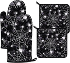 Spider Web Oven Mitts and Pot Holders Sets 4Pcs, Extra Long Oven Gloves by VisittheDuibelproduct