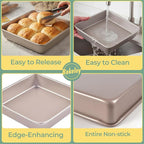 9x9 Baking Pan, 9 inch Brownie Pan, Nonstick Carbon Steel, Shallow Dish Bakeware - Image 8