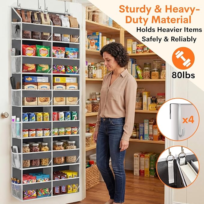 2 Pack Over The Door Organizer 6 Tiers, Extra Large Behind Door Storage of 12 - Image 3