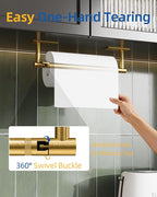 RUACQ Paper Towel Holder Under Cabinet, Wall Mounted or Adhesive Stainless - Image 2
