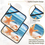 Beach Starfish Shells Pot Holder Set of 2, Heat Resistant Potholders Oven Hot - Image 4