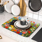 Flower Dog Dish Drying Mat Spring Floral Microfiber Absorbent Dish Drying Pad - Image 5