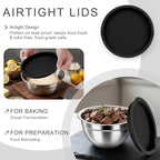 HaWare Mixing Bowls with Airtight Lids, 6-Piece Stainless Steel Salad Bowls - Image 3