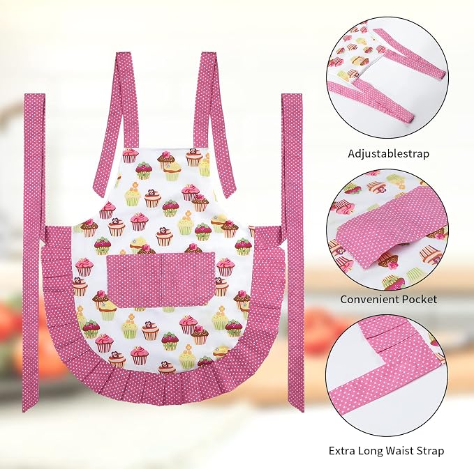 G2PLUS Apron for Women with Pockets, Extra Long Ties Cotton Apron Perfect for - Image 4