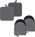 Oven Mitts and Pot Holders Set, Heat Resistant Silicone Kitchen Mini Oven by GOLDMEET