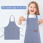 2 Pack Stripes Kids Apron, Kids Cooking Aprons - Image 4