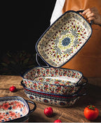 Vintage Style Pottery Bakeware Ceramic Casserole Dish Baking Pan Lasagna Pans - Image 5
