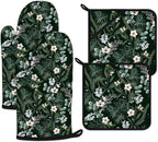 Botanical Print FloralOven Mitts and Pot Holders Sets Heat Resistant 4Pcs by ANTJOO