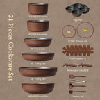 CAROTE 21pcs Pots and Pans Set, Nonstick Cookware Set Detachable Handle - Image 2