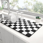 Rnivvi Dish Drying Mat for Kitchen Counter, XL 15 x 24" Cute Checkered by Rnivvi