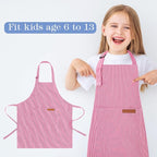 2 Pack Stripes Kids Apron, Kids Cooking Aprons - Image 4