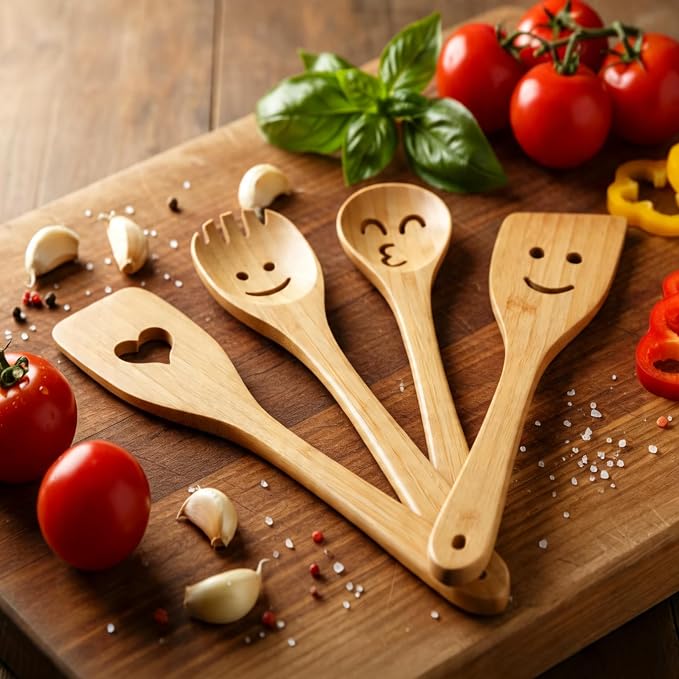 Fun Wooden Spoons for Cooking 5 Piece - Image 6
