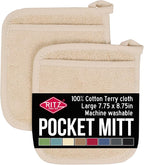 RITZ Terry Pocket Mitt & Hot Pad: Unparalleled Heat Resistant, Durable 100% by Ritz+Foodservice