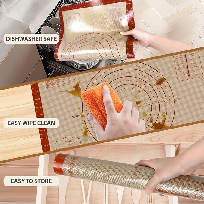 Silicone Baking Mat, Pastry Rolling Sourdough Baking Mat Supplies - Image 5