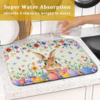 Giwawa Easter Rabbit Dish Drying Mat Spring Flower Dish Drainer Rack Mats 16x18 - Image 7