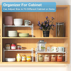 Set of 2 Expandable Cabinet Shelf Organizer, Stackable Kitchen Countertop - Image 6