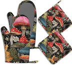 Mushroom Forest Oven Mitts and Pot Holders Cute Snail Wildflowers Silicone by BIGXIUKA