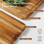 3 Pack Teak Cutting Board Set for Kitchen Wood Charcuterie Board - Image 4