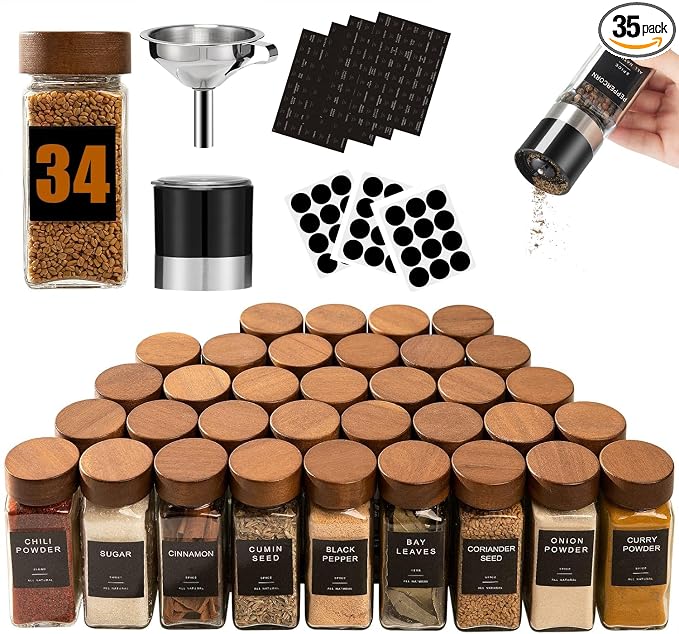 Yangbaga 34Pcs Glass Spice Jars by Hanber