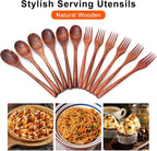 12 Pieces Wooden Forks and Spoons - Image 2