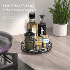 Black and White Kitchen Lazy Susan Turntable – Checkered Round Decorative Tray - Image 2