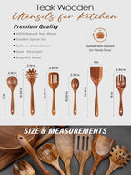6-Piece Teak Wooden Kitchen Utensil Set – Nonstick Safe Cooking Spoons & - Image 4