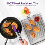 600ºF Heat Resistant Kitchen Tongs: U-Taste 9+12 inch Silicone Cooking Tong Set - Image 3
