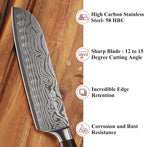 Sunnecko Chef Knife Sharp Santoku Knife 7 Inch, High Carbon Stainless Steel - Image 3