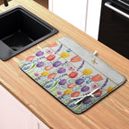 Tulip Floral Dish Drying Mat for Kitchen Counter Watercolor Spring Flower Dish - Image 6