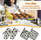 Black White Paw Oven Mitts & Potholder Set of 4 - Image 7